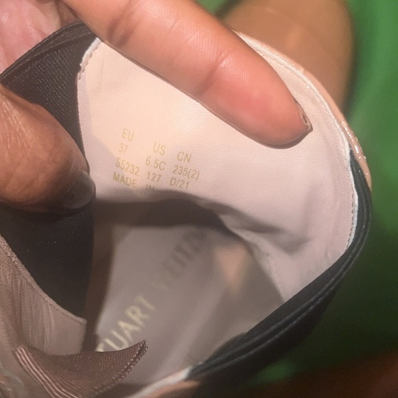 Stuart Weitzman Women's Croc-Embossed Ankle Combat Boots in Tan size 37 - Picture 12 of 15